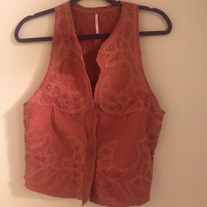 Free People Orange Spring Vest